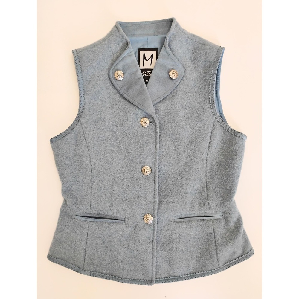 M. Miller Vest Womens Small Blue Wool Alpaca Blend Embroidered Alpine Made in US - Picture 1 of 6